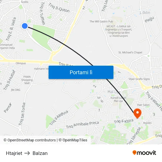 Htajriet to Balzan map