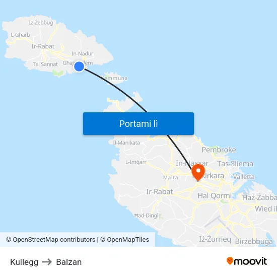 Kullegg to Balzan map