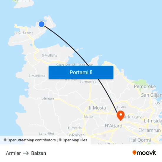 Armier to Balzan map