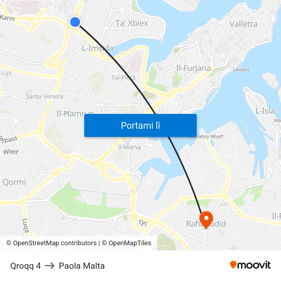 Qroqq 4 to Paola Malta map