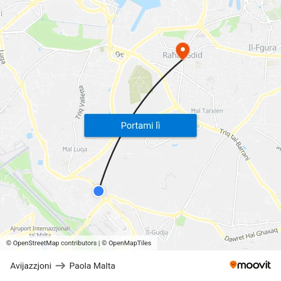 Avijazzjoni to Paola Malta map
