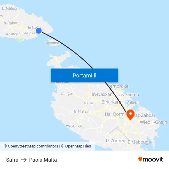 Safra to Paola Malta map