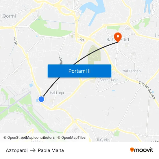 Azzopardi to Paola Malta map