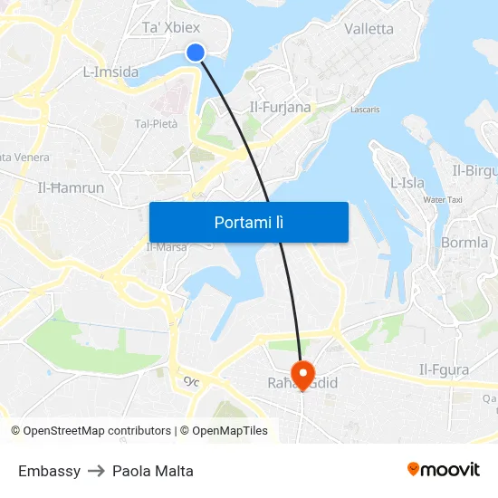 Embassy to Paola Malta map