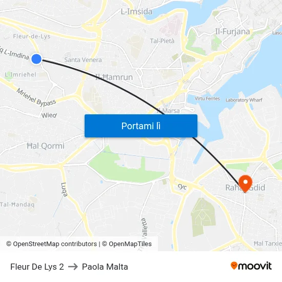 Fleur De Lys 2 to Paola Malta map