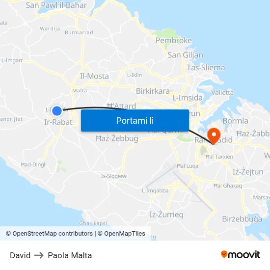 David to Paola Malta map