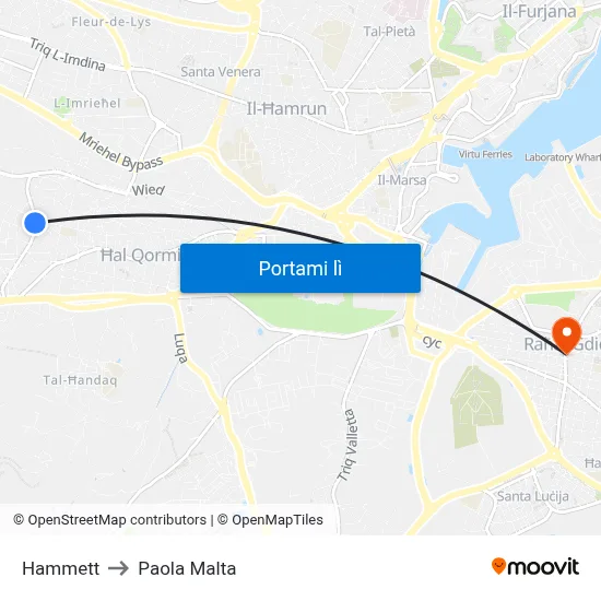 Hammett to Paola Malta map