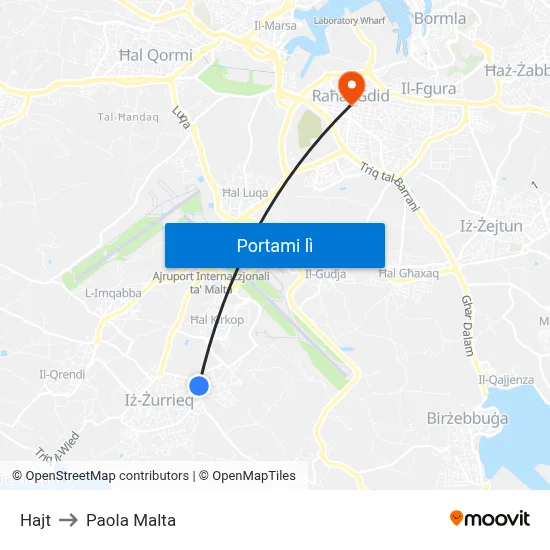 Hajt to Paola Malta map