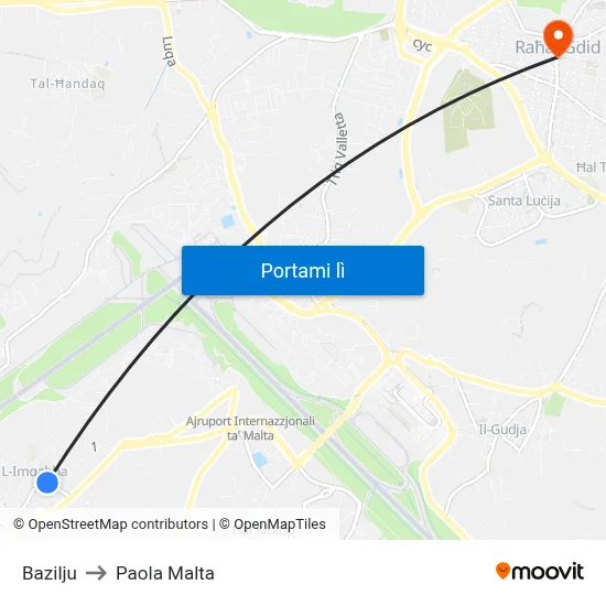 Bazilju to Paola Malta map
