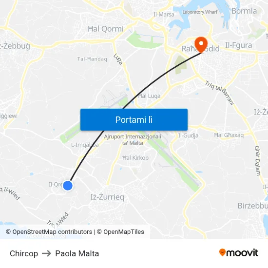 Chircop to Paola Malta map