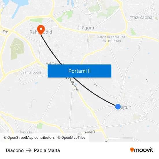 Diacono to Paola Malta map