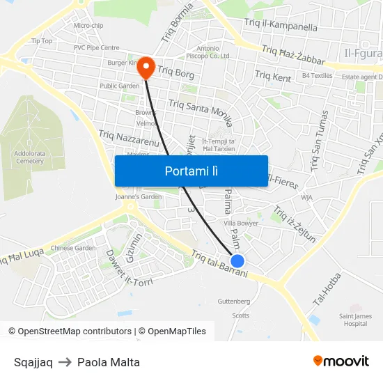 Sqajjaq to Paola Malta map