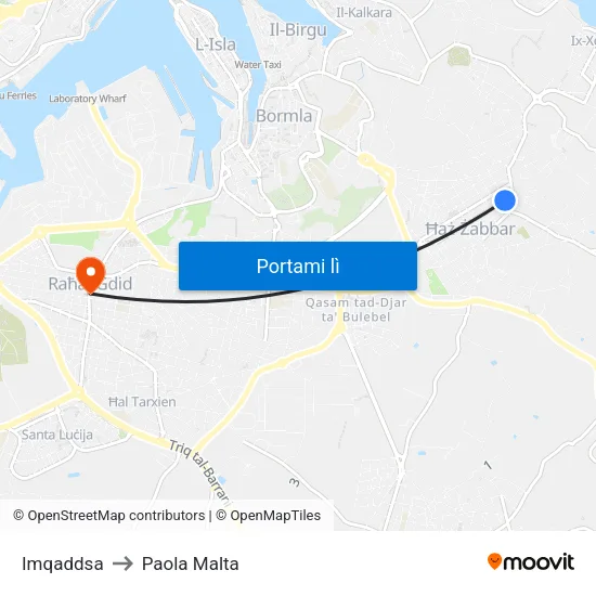 Imqaddsa to Paola Malta map