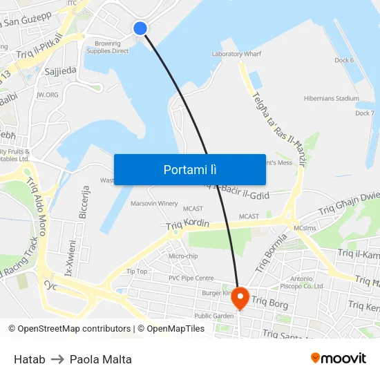 Hatab to Paola Malta map