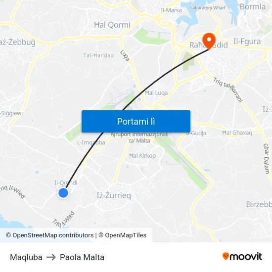 Maqluba to Paola Malta map
