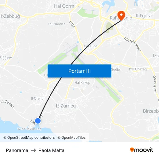 Panorama to Paola Malta map