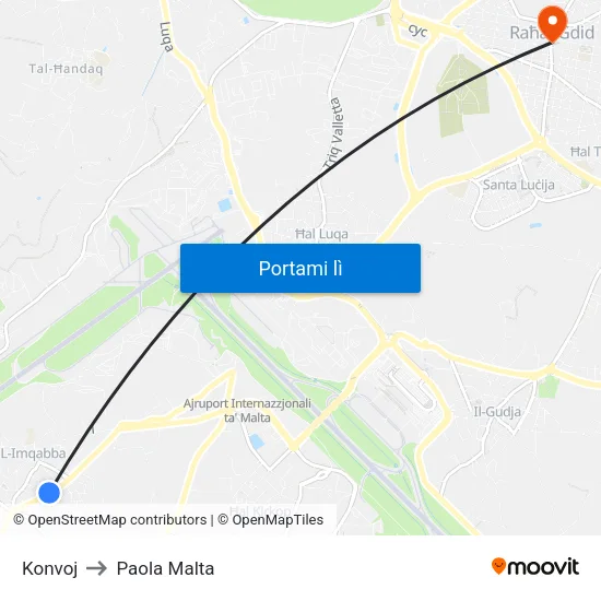 Konvoj to Paola Malta map