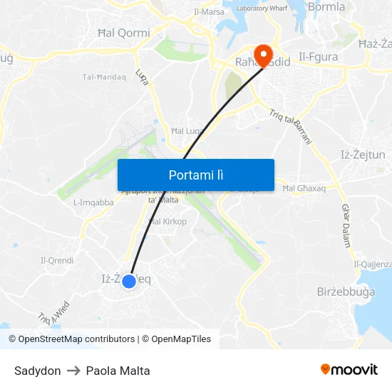 Sadydon to Paola Malta map