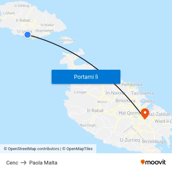 Cenc to Paola Malta map