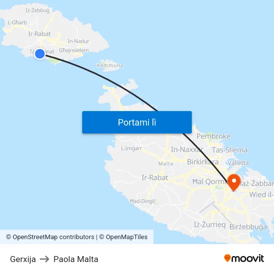 Gerxija to Paola Malta map