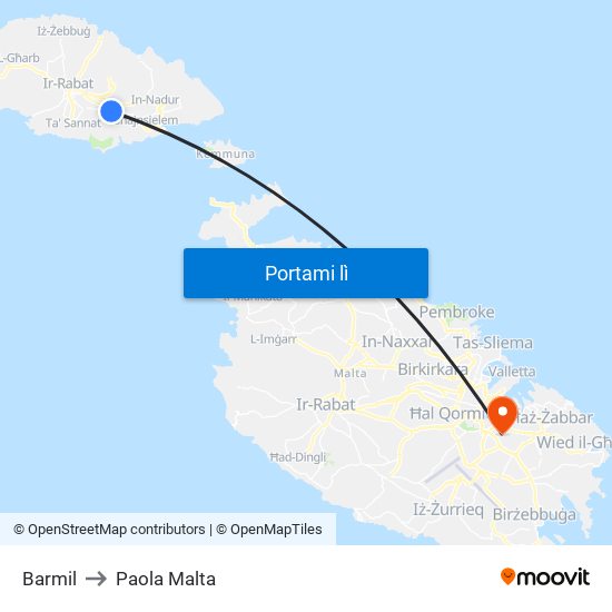 Barmil to Paola Malta map