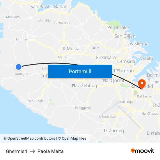 Ghermieri to Paola Malta map