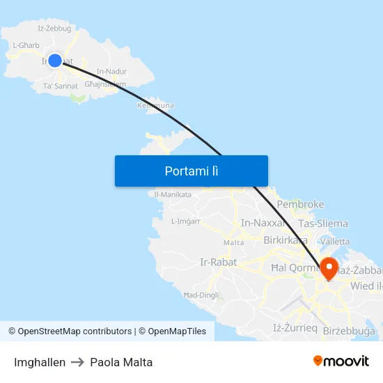 Imghallen to Paola Malta map