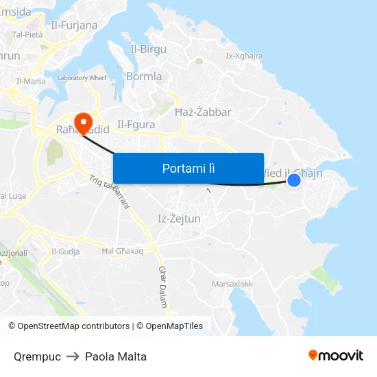 Qrempuc to Paola Malta map