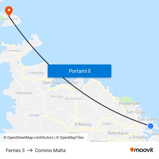 Ferries 3 to Comino Malta map