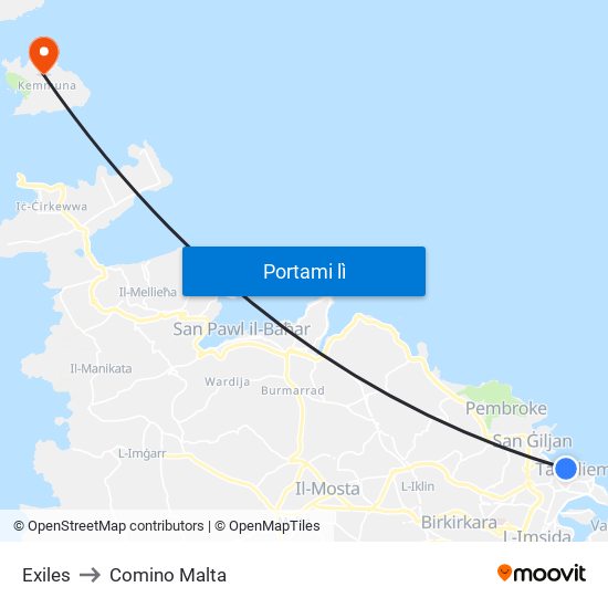 Exiles to Comino Malta map