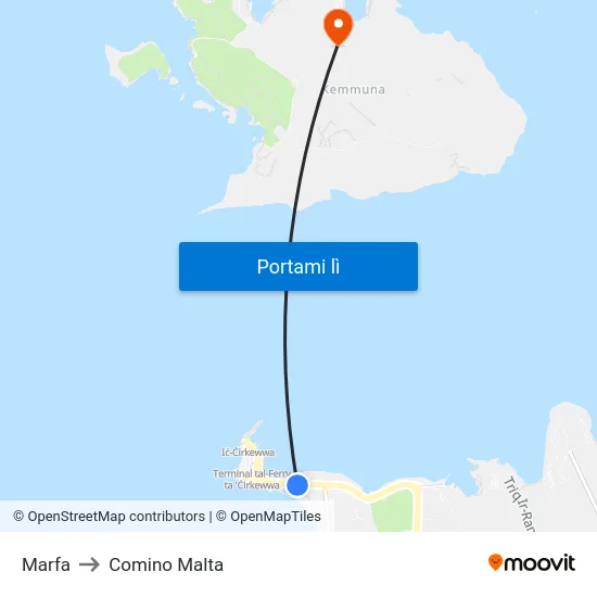 Marfa to Comino Malta map