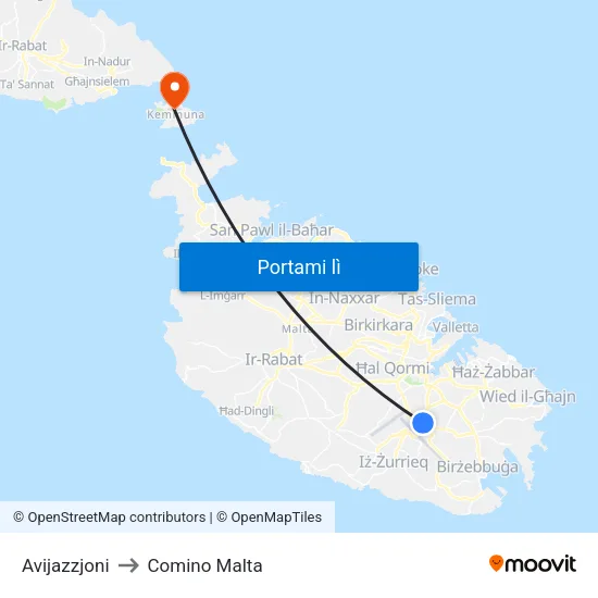 Avijazzjoni to Comino Malta map