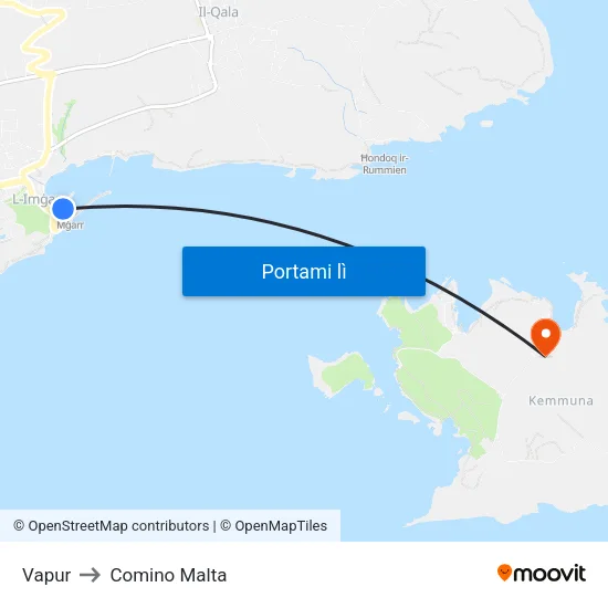 Vapur to Comino Malta map