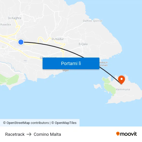 Racetrack to Comino Malta map