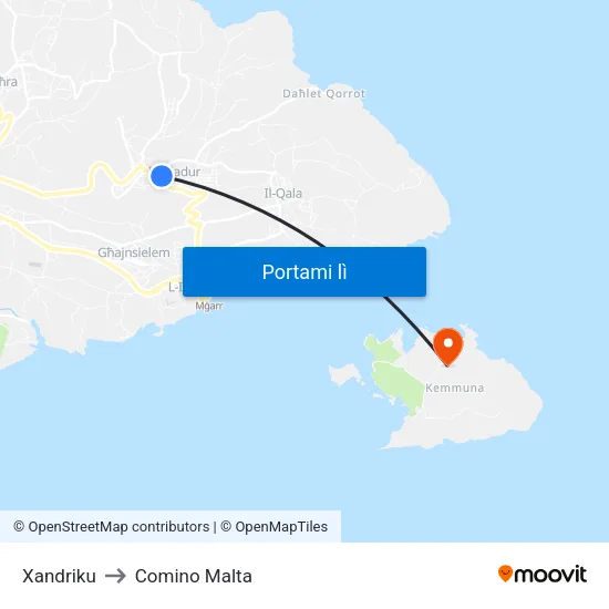 Xandriku to Comino Malta map