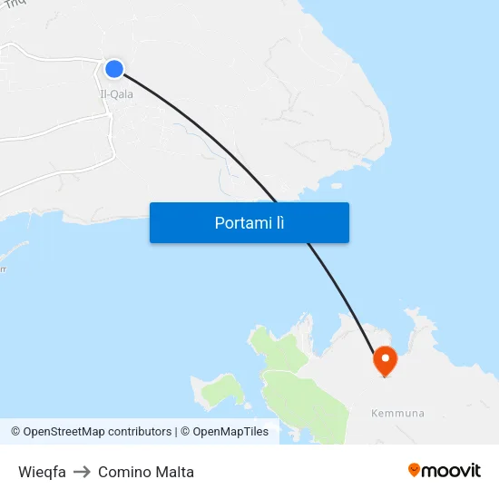 Wieqfa to Comino Malta map