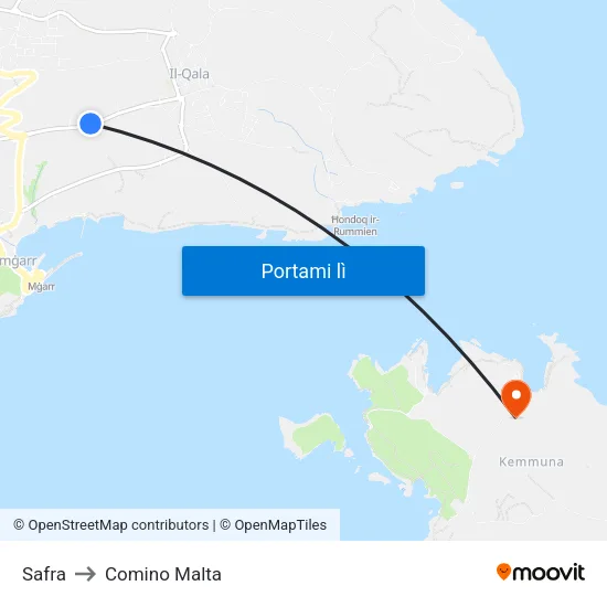 Safra to Comino Malta map