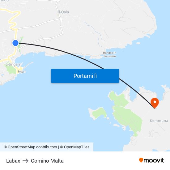 Labax to Comino Malta map