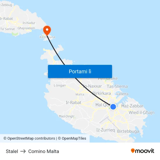 Stalel to Comino Malta map