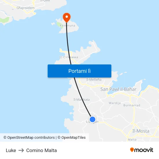 Luke to Comino Malta map
