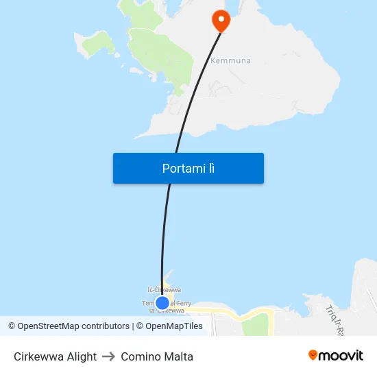 Cirkewwa Alight to Comino Malta map