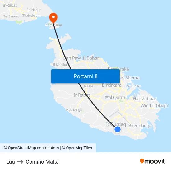 Luq to Comino Malta map