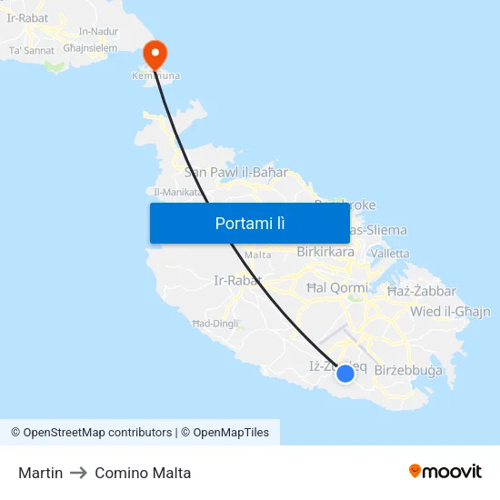 Martin to Comino Malta map