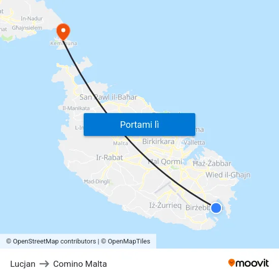 Lucjan to Comino Malta map