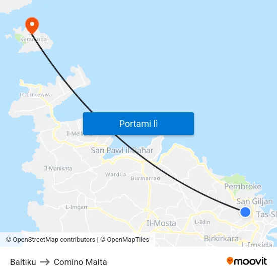 Baltiku to Comino Malta map