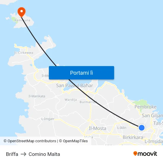 Briffa to Comino Malta map