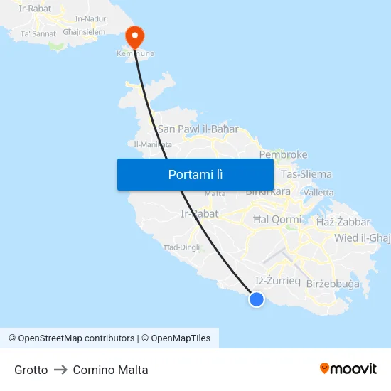 Grotto to Comino Malta map