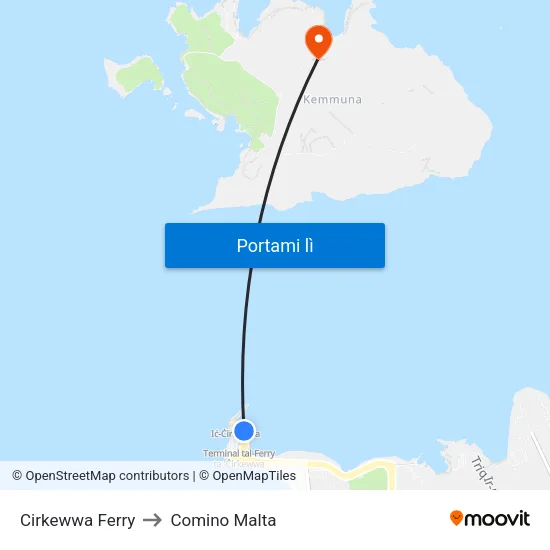 Cirkewwa Ferry to Comino Malta map