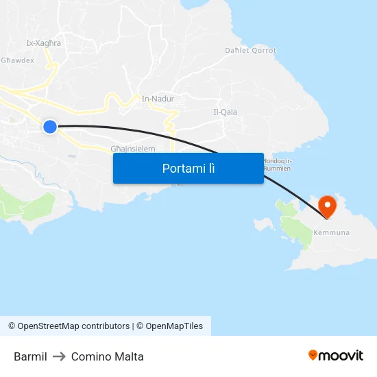 Barmil to Comino Malta map
