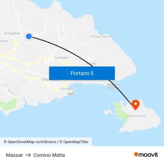 Massar to Comino Malta map